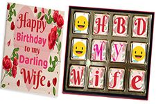 redbakers.in Happy Birthday My Wife 12 Chocolate Gift Box & Greeting card combo