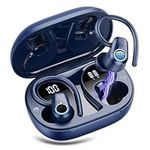 Wireless Earbuds, 2023 Wireless Earphones Bluetooth 5.3 Headphones Wireless, Ear Buds Wireless Earbuds with Earhooks, IP7 Waterproof 50H Stereo Wireless Headphones Sport, Dual LED Display, Deep Blue