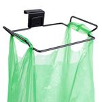 KolorFish Stainless Steel Trash Bag Holder for Kitchen Cabinets Doors and Cupboards, Under Sink Bag Holder, Garbage Bag Rack (Black)