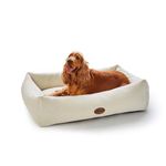 Silentnight Deep Sleep Ultimate Dog Bed - Premium Bouncy Fibres and Support Sides for Comfort - Removable Luxurious Plush Cover - Machine Washable & Non-Slip Base Pet Bed, Natural, Small - 50x60x16cm
