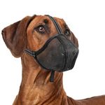 ILEPARK Dog Muzzle for Dogs, Soft Mesh Muzzle for Puppy Small Medium Large Dogs, Mouth Cover Anti- Biting Anti-Chewing (M, Black)