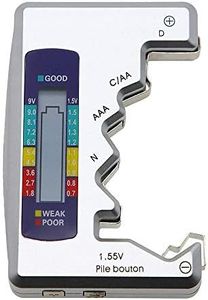 Treki Comprobador de Batería Digital LCD Probador de Capacidad de Batería de Pantalla Portátil Medidor de Voltaje de Pilas de Botón AA, AAA, C, D, N, 9V, 1.5V Universal