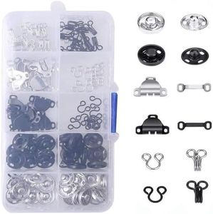 Paifeancodill Sewing Hooks and Eyes Closure Set,100 Pcs Skirt Hook and Eye Closures Sewing Snaps Kit, 3 Styles Metal Snaps Buttons Fasteners Press Studs Set for Skirt Bra Trousers Dress Sewing DIY