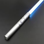 Dueling Light Saber Force FX Light Sabers for Adults and Kids with 4 Sound Fonts and 12 RGB Colors, Metal Aluminum Rechargeable LED Lightsabers Sword for Christmas Cosplay Gift - Silver E10