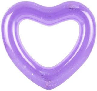 MoKo Bouée Gonflable avec Paillettes, 120 cm Bouée en Forme de Coeur en PVC, Radeau Gonflable pour Piscine, Vacances, Jouets de Piscine, Résistant, Convient aux Enfants ou aux Adultes - Violet