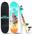 Jaspo Stay Wild (31X 8) inches Complete Fully Assembled 7 Layer Canadian Maple Skateboard for Kids/Boys/Girls/Youth/Adults – Made in India (Stay Wild)