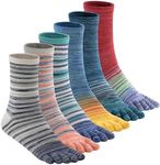 TikMox Crew Toe Sock, Cotton Ankle Sock & Stocking, Arch Support, Running Five-Toe Design(3&6pairs), B - Crew Socks 03, Large