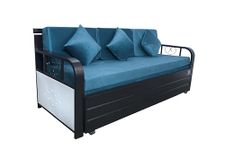 SOFTSOUL Furniture Metal Sofa Cum Bed with Hydraulic Storage - (Texture Finish - Black) : Powder Coating (King (6 X 6))