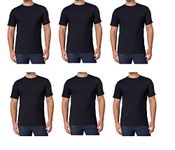 Kirkland Signature Men's Crew Neck Tee 100% Combed Heavyweight Cotton T-Shirts (Pack of 6), Black, Large