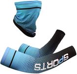 Ginojex Arm Sleeves Face Scarf 3Pcs Neck Gaiters Mask UPF 50+ UV Sun Protection Ice Silk Cool Feeling for Cycling Outdoor Sports Driving (Blue)