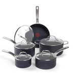 T-fal StoneShield 10pc Cookware Set, Non-Stick, Anti-Warp, Rock Texture, Dishwasher & Oven Safe, Easy to Clean