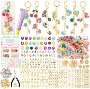 Ecoofor 613 PCS Charms Lip Gloss Keychain Making Kit, Bag Charm Kit with 178 Charms, 25 Keychain Clips & Extender Chains, Jewelry Pliers, Gift Bags & DIY Keychain Craft Supplies
