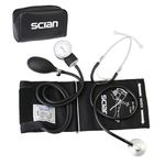 Scian Manual Blood Pressure Cuff with Stethoscope - Professional Aneroid Sphygmomanometer with Adult Cuff 22-42cm & D-Ring, Classic Bp kit with Carrying Case for Nurse Doctor (Black)