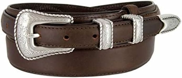 Silver Buckle Set Oil-Tanned Genuine Leather Western Ranger Belt for Men(Brown, 36)