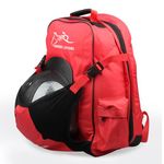 UNISTRENGH Professional Horse Riding Boot Bag Helmet Bag Parent-Child Equestrian Backpack English Boot Carry All Bag with Hat Compartment (Red, For adult (19.7''H))