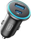 INIU Car Charger USB C, 66W Dual Fast Charging 2 Ports Car Phone Charge, USBC 36W + USBA 30W PD QC 3.0 Car Adapter Compatible with iPhone 16 15 14 13 Pro Max iPad Samsung S21 S20 MacBook AirPods etc