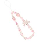 Showkanbay Phone Charms Strap,Pink Cute Phone Charms Aesthetic Love Phone Chain Girl Beaded Phone Strap Pearl Beaded Phone Lanyard Jewelry(strawberry)