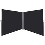 Outsunny 600 x 180 cm (HxL) Retractable Awning Double Canopy Side Privacy Protection Sun Shade Side Blind w/Steel Frame Versatile Use In Garden Patio - Dark Grey