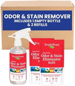 Truly Free Multi-Purpose Odor & Stain Eliminator, Pet Odor Eliminator for Home & Stain Remover for Carpet, Couch, Rugs & More, Upholstery Deodorizer, Includes 1 Empty Bottle Spray & 2 Refill (3 oz ea)