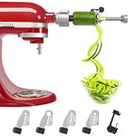 Bestand Spiralizer Attachment Compatible with KitchenAid Stand Mixer Packed with Peel, Core and Slice, Vegetable Slicer (Not KitchenAid Brand Spiralizer) (5 Blades, Silver 1)