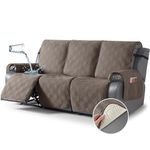 TAOCOCO 100% Waterproof Recliner Sofa Cover Non-Slip Split Sofa Slipcover, Washable Reclining Sofa Cover Recliner Furniture Protector with Elastic Straps Pocket for Kids, Dogs, Pets(3 Seater, Taupe)