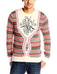 Alex Stevens Men's Hairy Chest Cardigan Ugly Christmas Sweater, Peach, XX-Large
