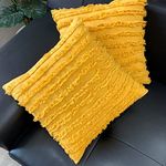 mosey Sofa Cushion Cover Yellow 16 inchx 16 inch Set of 2 | Mustard Cushion Covers 16x16 | Golden Yellow Cushions for Sofa Bed | Pillow Cover 40cm x 40 cm