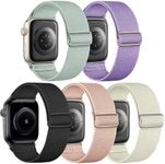 5 Pack Stretchy Nylon Band Compatible with Apple Watch Bands 40mm 41mm 42mm 44mm 45mm 46mm 49mm 38mm for Women Men, Elastic Braided Solo Loop Strap for iWatch SE Ultra 2 1, Series 10 9 8 7 6 5 4 3 2 1