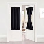 NICETOWN Blackout Door Window Curtain for Privacy, Rod Pocket Thermal Insulated French Door Curtains for Bedroom Living Room, Door Curtain with Tieback for Classroom Entry Door, 25 x 50 inch, 1 Panel