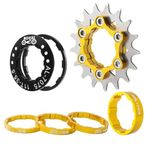 Bike Single Speed Conversion Kit 12T13T/14T/15T/16T/17T/18T/19T/20T/21T/22T Bicycle Single Speed Cassette & Spacers Accessories (Gold, 22T)