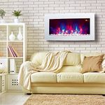 2024 TruFlame 89.2cm WIde Wall Mounted Arched White Glass Electric Fire with Pebble Effect and 7 colour Side LEDs