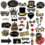 60th Birthday Photo Booth Props, Bl