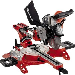 Einhell Sliding mitre Saw TC-SM 2534/1 (max. 2,350W, Integrated Drag Function,Saw Head tilts to Left/Right,Laser,Carbide-Tipped Precision Saw Blade)