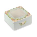 Chic a Choc Floral Cake Box for Mini Cake, Cake Slice, Pastry (Pack of 10) Misty Blue Grey. (6x6x3 inch)