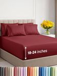 Extra Deep Queen Sheet Set - 6 Piece Breathable & Cooling Sheets - Hotel Luxury Bed Sheets Set - Easy Fit - Soft, Wrinkle Free & Comfy Sheets Set - Burgundy Sheet Set w/Extra Deep Pockets