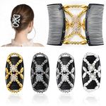 HEKOBAG 4Pcs Magic Beads Hair Comb, Hair Combs for Women, Magic Elastic Beaded Hair Comb Slides, Double Sided Clips Hair Comb for Women Girls DIY Hair Styling Hair Accessories for Daily Life