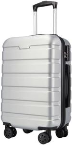 T-LOVENDO.ES Maleta de Viaje Cabina Trolley 20” (40L). Equipaje de Mano. 4 Ruedas. 56x38x23cm. Material ABS Semirigida. Cerradura con combinación. Asa telescópica.Plateada