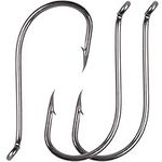 Fishing Octopus Fishing Hook 100pcs Circle Offset Fishing Hooks High Carbon Steel Beak Jig Fish Hooks with Strong Forged Shank Up-Eye Reversed-Bend Point, 12 Sizes (#4)