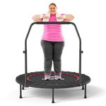 CLORIS Foldable Fitness Trampoline,Portable 40“ Max Load 400 lbs Trampoline with Handle Mat Exercise Rebounder for Indoor/Garden/Workout with Knee Pad