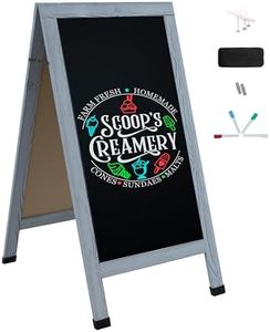 Sunnydaze Magnetic A-Frame Chalkboard Sign - Chalk Sandwich Board Sidewalk Sign - 48" x 24" - Graywashed