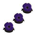 3 Pcs Poppy Pin Badge Enamel Crystal Poppy Brooches Purple Flower Remembrance Memorial Gift