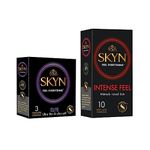 SKYN® Elite ultra thin and ultra soft premium condom 3p and SKYN® Intense Feel wave texture with Intensely raised Dots premium condom 10p (Pack of 13 non Latex condoms)