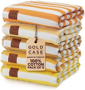 Gold CASE Turkish Beach Towel Set of 5 – 100% Cotton Large Turkish Bath Towels 71 x 40'' – MYRA Oversized, Quick Dry & Sand Free Towels – Lightweight Peshtemal – Yellow