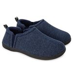 Snug Leaves Men's Wool Felt Slippers Comfy Warm Winter House Shoes with Elastic Gores Oxford Blue, 10-11 UK