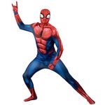 MARVEL Spider-Man Official Adult Deluxe Zentai Halloween Costume - Stretch Spandex with Hidden Zippers and Wrist Slits (L)