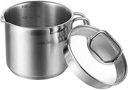 jalz jalz Stainless Steel Saucepan with Glass Lid,Classic Cookware, Sauce Pan,2 Quart for Boiling Milk, Sauce, Gravies, Pasta,Noodles