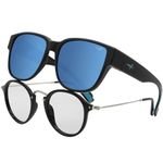INFI Fit Over Glasses Sunglasses Polarized for Women Men Fishing Driving Outdoor Mirrored Lens UV Protection (Matte Black/Blue Mirrored Lens)