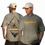 WANDERLOOMS Oversized T Shirts for Men,Boho Style,Drop Shoulder Cotton Half Sleeve T Shirt Gray