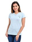 Plush Women's Regular Fit T Shirt (M-Pt-002-Sky_Sky Blue_Medium)