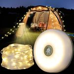 UOUNE Camping String Lights, Outdoor String Lights with 8 Lighting Modes, Quick Storage, Camping Lanterns for Power Outages, Type-C Fast Charging, Portable 2 in 1 Camping Lights for Camping(10M)